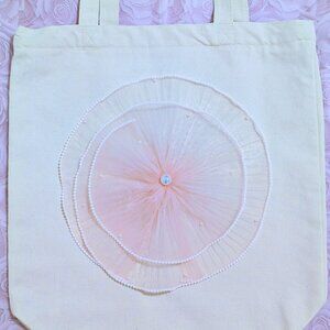 CHARMING FLORAL ZIPPERED CANVAS TOTE BAG